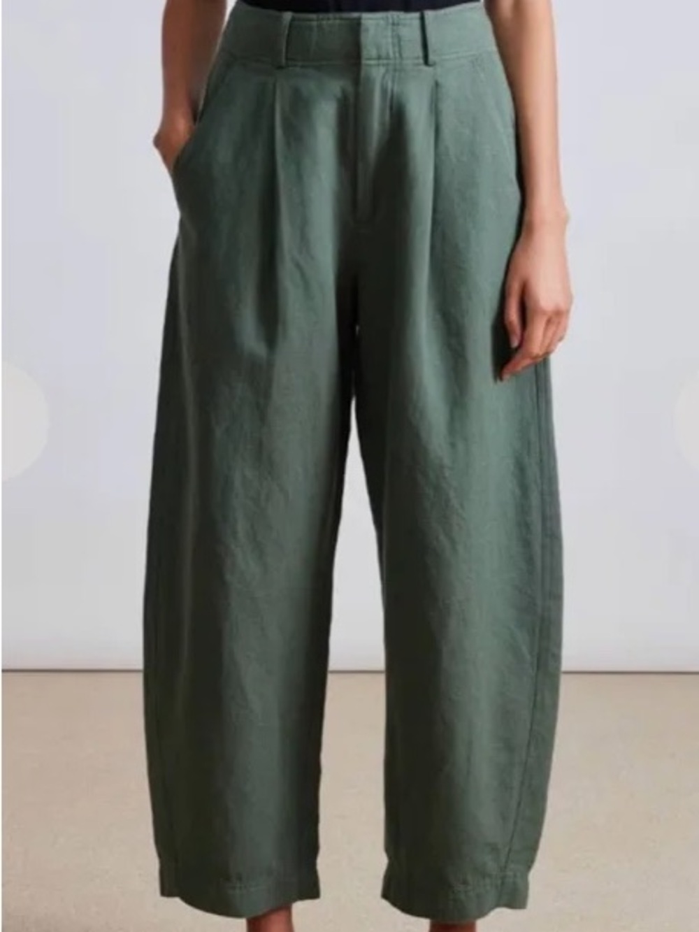 Apiece Apart Olive Bari Crop Trousers